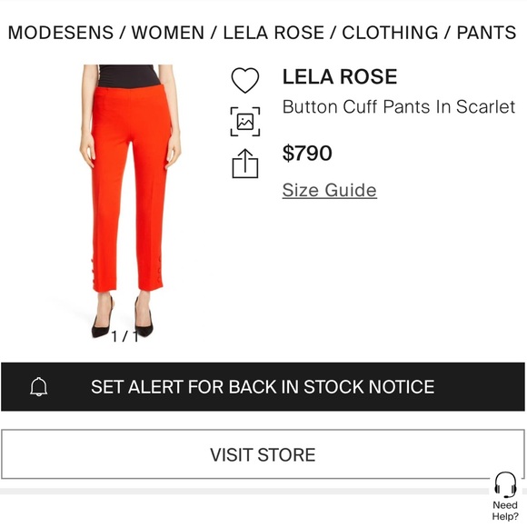 Lela Rose | Button Cuff Pants in Scarlet - Picture 8 of 12